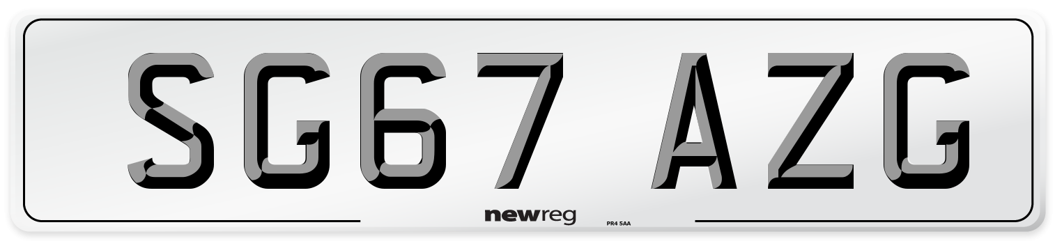 SG67 AZG Number Plate from New Reg